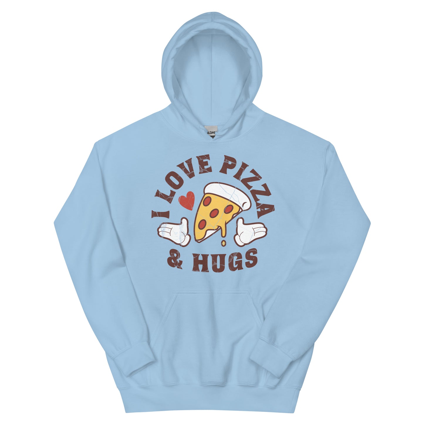 Typographic I Love Pizza and Hugs