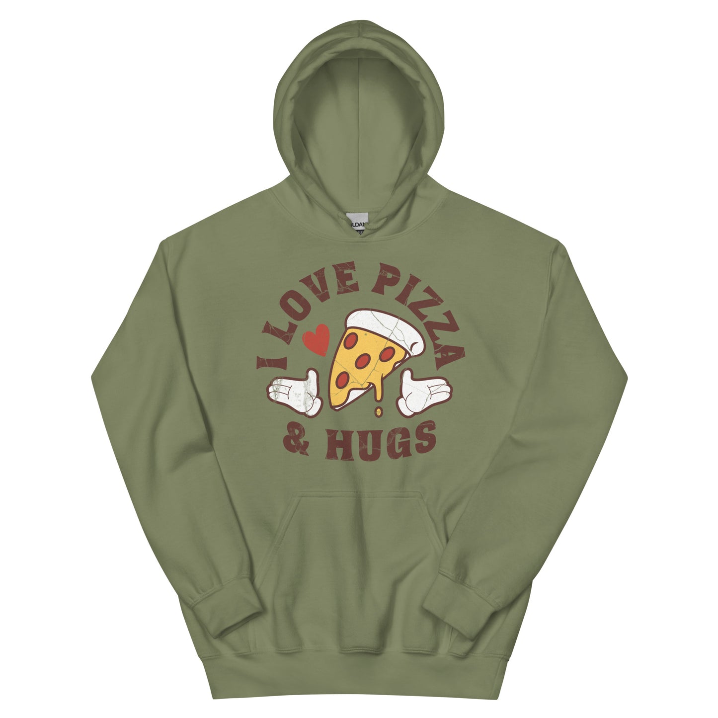 Typographic I Love Pizza and Hugs
